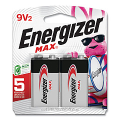 Energizer MAX Alkaline 9V Batteries, 2/Pack (522BP2)