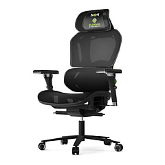 Eureka Typhon Hybrid Chair, Supports Up to 220 lb, 18.5" to 22.05" Seat Height, Black Mesh Seat, Black/Green Mesh Back, Black Base (GC05G)