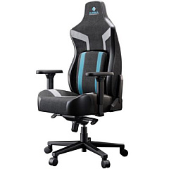 Eureka Python II Ergonomic Chair, Supports up to 300 lb, 18.88" to 22.83" Seat Height, Black Fabric Seat, Black/Blue Fabric Back (GC08BU)