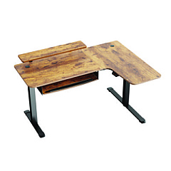 Eureka L-Shaped Standing Desk with Keyboard Tray, Right Desk, 61.25" x 43.25" x 34.38" to 52.88", Rustic Brown/Black (L61LRB)