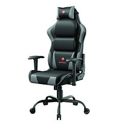 Eureka Hector Ergonomic Chair, Supports Up to 300 lb, 20.25" - 24.25" Seat Height, Black PU Leather Seat, Black/Gray PU Leather Back (GC07GY)