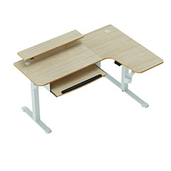 Eureka L-Shaped Standing Desk with Keyboard Tray, Right Desk, 61.25" x 43.25" x 34.38" to 52.88", Maple White/White (L60RMW)