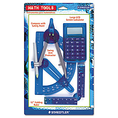 Staedtler Four-Piece Math Tools Set, Plastic, Assorted Colors (969BK4S)