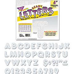 TREND Ready Letters Sparkles Letter Set, Silver Sparkle, 4"h, 71/Set (T1613)
