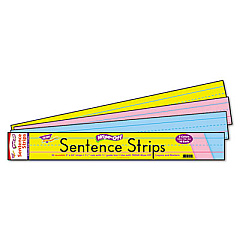 TREND Wipe-Off Sentence Strips, 24 x 3, Blue; Pink; Yellow, 30/Pack (T4002)