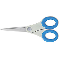 Westcott Scissors with Antimicrobial Protection, Pointed Tip, 7" Long, 3" Cut Length, Blue Straight Handle (14648)
