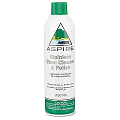 Misty Aspire Stainless Steel Cleaner and Polish, Lemon Scent, 16 oz Aerosol Spray, 12/Carton (1038047)