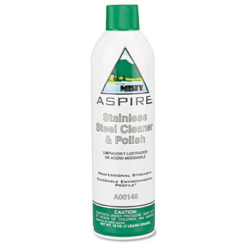 Misty Aspire Stainless Steel Cleaner and Polish, Lemon Scent, 16 oz Aerosol Spray, 12/Carton (1038047)