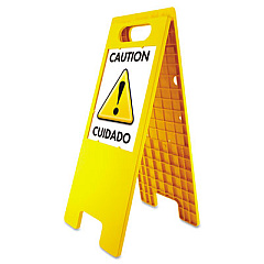 Headline Floor Tent Sign, Doublesided, Plastic, 10.5 x 25.5, Yellow (5693)