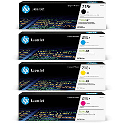 HP 218X Black, Cyan, Magenta, Yellow High Yield Toner Cartridge 4-Pack W2180XQ1 HP 218X Black, Cyan, Magenta, Yellow High Yield Toner Cartridge 4-Pack W2180XQ1