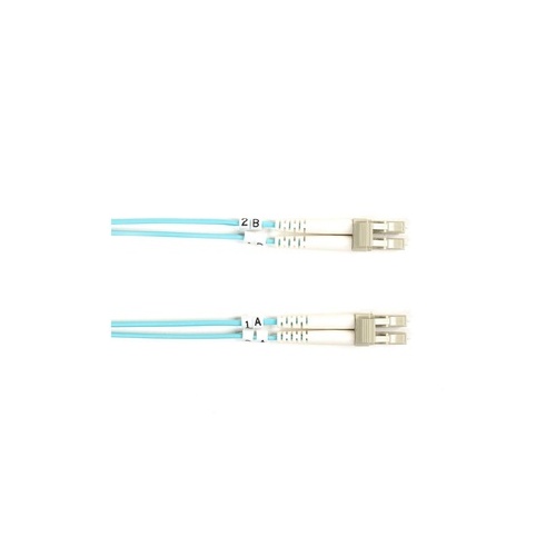 Black Box Om3 50/125 Multimode Fiber Optic Patch Cable - Ofnr Pvc, Lc To Lc, Aqua, 1-m (3.2-ft.) (FO10G-001M-LCLC)