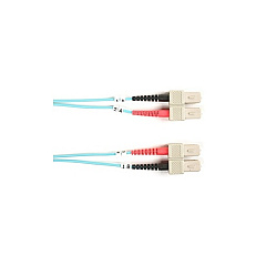 Black Box Om3 50/125 Multimode Fiber Optic Patch Cable - Ofnr Pvc, Sc To Sc, Aqua, 1-m (3.2-ft.) (FO10G-001M-SCSC)