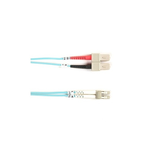 Black Box Om3 50/125 Multimode Fiber Optic Patch Cable - Ofnr Pvc, Sc To Lc, Aqua, 5-m (16.4-ft.) (FO10G-005M-SCLC)