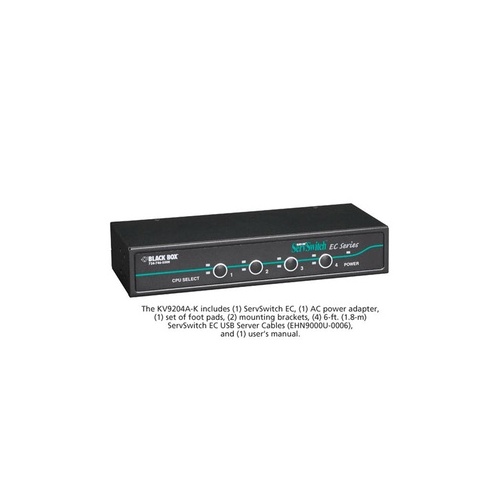 Black Box Kvm Switch For Ps/2 And Usb Servers And Ps/2 Or Usb Consoles, 4-port, Gsa, Taa (KV9204A-K)