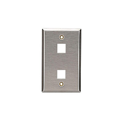 Black Box Keystone Wallplate - Stainless Steel, Single-gang, 2-port, Gsa, Taa (WP371)