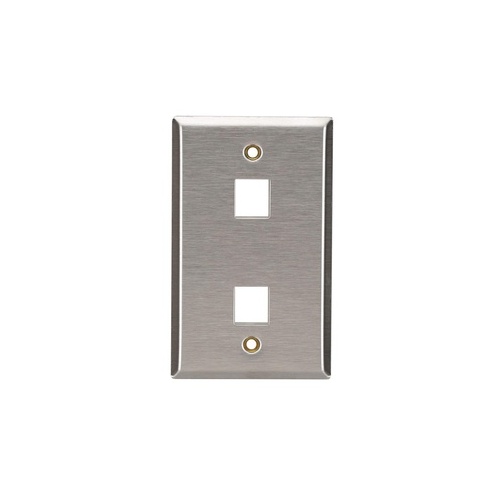 Black Box Keystone Wallplate - Stainless Steel, Single-gang, 2-port, Gsa, Taa (WP371)