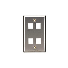 Black Box Keystone Wallplate - Stainless Steel, Single-gang, 4-port, Gsa, Taa (WP373)