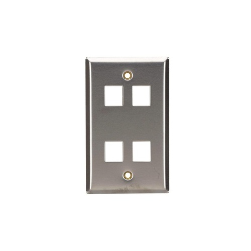Black Box Keystone Wallplate - Stainless Steel, Single-gang, 4-port, Gsa, Taa (WP373)