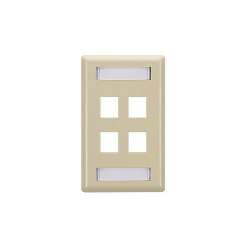 Black Box Keystone Wallplate - Single-gang, 4-port, Ivory, Gsa, Taa (WPT472)
