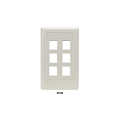 Black Box Keystone Wallplate - Single-gang, 6-port, Office White, Gsa, Taa (WPT480)