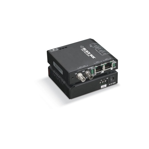 Black Box Fast Ethernet Hardened Temperature Switch(2)10/100-mbps Copper Rj45,(1)100-mbps Multimode Fiber,1300nm,2km,st,gsa,taa (LBH100A-H-ST)