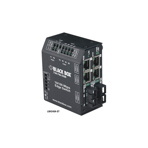 Black Box Fast Ethernet (100-mbps) Switch - (4) 10/100-mbps Copper Rj45, (2) 100-mbps Multimode Fiber, 1300nm, 2km, St, Gsa, Taa (LBH240A-ST)