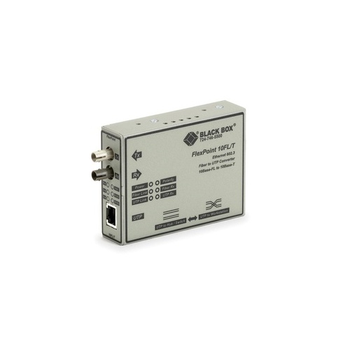 Black Box Ethernet (10-mbps) Media Converter - 10-mbps Copper To 10-mbps Multimode Fiber, 850nm, 2km, St, Gsa, Taa (LMC212A-MM-R3)