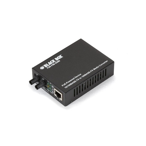 Black Box Fast Ethernet Poe Pd Media Converter-10/100-mbps Copper To 100-mbps Multimode Fiber, 1310nm, 2km, St, Gsa, Taa (LPD501A)