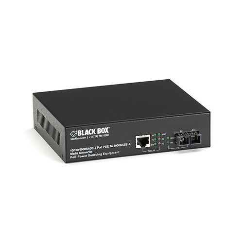 Black Box Gigabit Ethernet Poe Media Converter 10/100/1000-mbps Copper To 1000-mbps Multimode Fiber,850nm,550m,sc,gsa,taa (LPS500A-MM-SC)