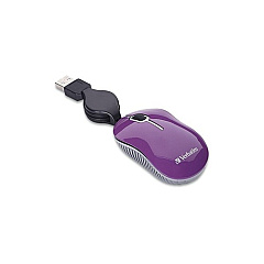 Verbatim Mini Travel Optical Mouse, Commuter Series - Purple (98617)