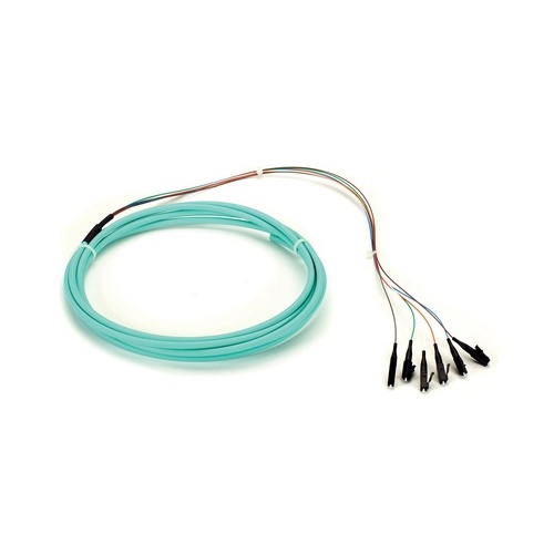 Black Box Om3 50-micron Multimode Fiber Optic Pigtail - 12-strand, Ofnr, Pvc, Lc, Aqua, 3-m (9.6-ft.) (FOPT50M3-LC-12AQ-3)