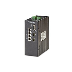 Black Box Fast Ethernet(100-mbps)extreme Temperature Managed Poe+ Switch-(4)10/100-mbps Copper Rj45 Poe+,(2)100-mbps Sfp,gsa,taa (LEH1104A-2SFP)