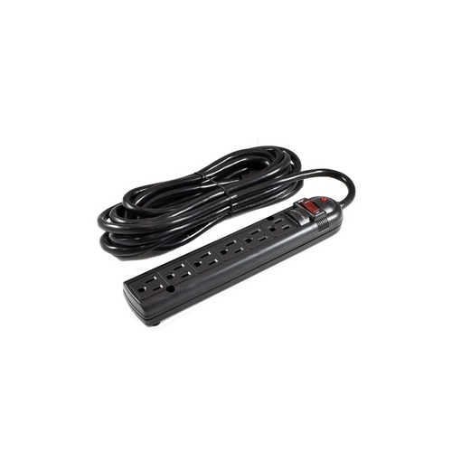 Weltron 6 Outlet Power Strip Plastic 750j 20 Ft (WSP600PLF20BK)