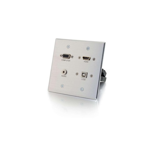 C2G Hdmi Vga 3.5mm+usb 2gang Wall Plate (39703)