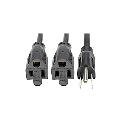 Tripp Lite 18in Y-splitter Cord 16awg 5-15p/5-15r (P024-18N-13A-2R)