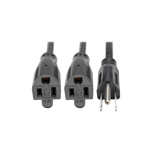 Tripp Lite 18in Y-splitter Cord 16awg 5-15p/5-15r (P024-18N-13A-2R)