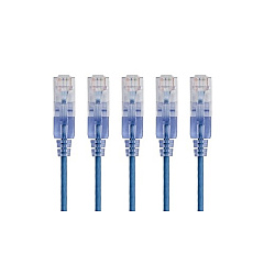 Monoprice Slimrun Cat6a Ethernet Patch Cable - Snagless Rj45_ Utp_ Pure Bare Copper Wire_ 10g_ 30awg_ 2ft_ Blue_ 5-pack (29425)