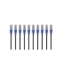 Monoprice Slimrun Cat6a Ethernet Patch Cable - Snagless Rj45_ Utp_ Pure Bare Copper Wire_ 10g_ 30awg_ 2ft_ Black_ 10-pack (29437)