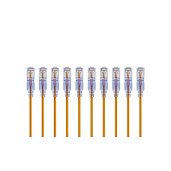Monoprice Slimrun Cat6a Ethernet Patch Cable - Snagless Rj45_ Utp_ Pure Bare Copper Wire_ 10g_ 30awg_ 2ft_ Yellow_ 10-pack (29443)