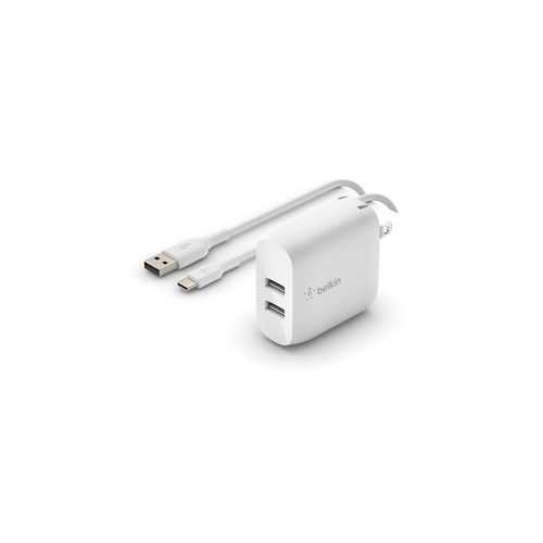 Belkin Dual Usba Wlcharger 1m Pvc A-c,24w,wt (WCE001DQ1MWH)