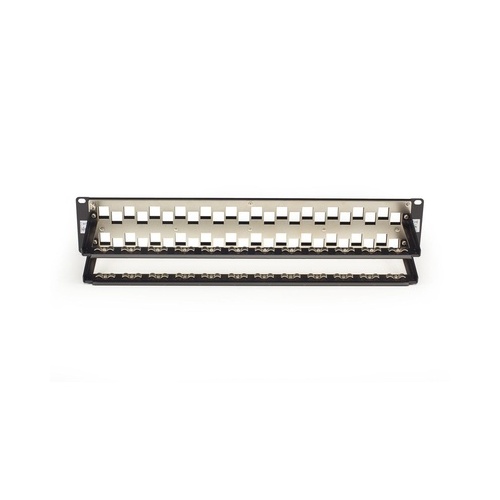 Black Box Cat6a Staggered Multimedia Patch Panel - 2u, Blank, 48-port, Gsa, Taa (C6AMP70-48)