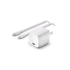 Belkin 30w Usbc Chgr,gan,1m Pvc C-ltg Cbl,wht (WCH001DQ1MWH-B5)