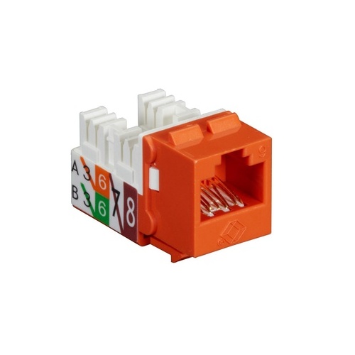 Black Box Cat6 Keystone Jack - Unshielded, 110 Punchdown Type, Taa, Orange, Gsa, Taa (FMT636-R3)