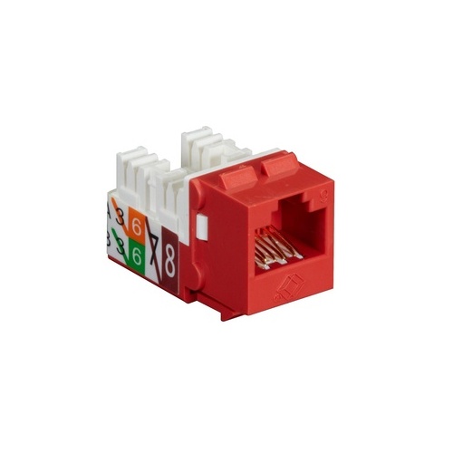Black Box Cat6 Keystone Jack - Unshielded, 110 Punchdown Type, Taa, Red, Gsa, Taa (FMT637-R3)