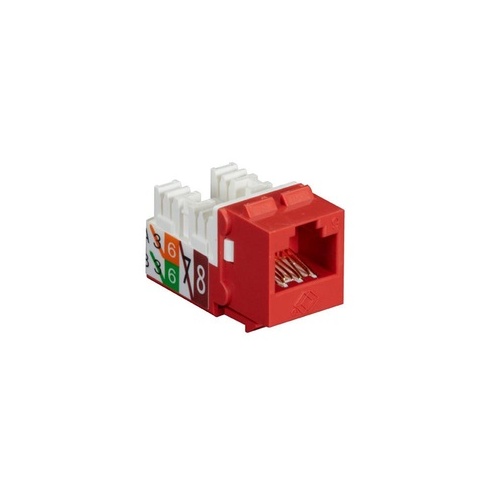 Black Box Cat6 Keystone Jack - Unshielded, 110 Punchdown Type, Taa, Red, 25-pack, Gsa, Taa (FMT637-R3-25PAK)