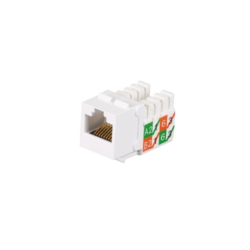 Black Box Cat6 Keystone Jack - Unshielded, 110 Punchdown Type, Taa, White, Gsa, Taa (FMT639-R3)