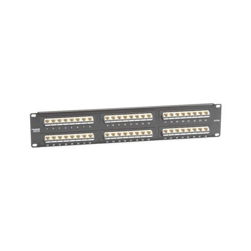 Black Box Cat5e Patch Panel - 1u, Unshielded, Angled 48-port (up) (JPM5E48-45ANG-UU)