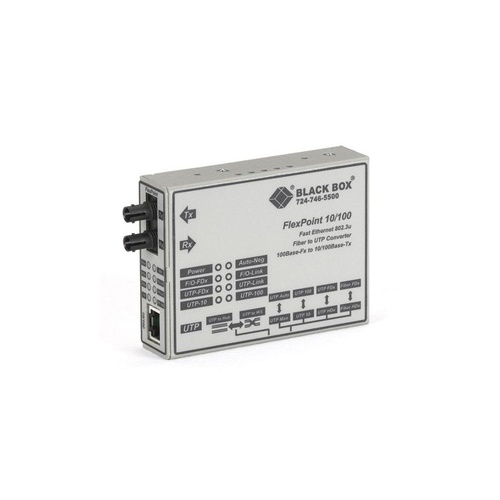 Black Box Fast Ethernet (100-mbps) Media Converter - 10/100-mbps Copper To 100-mbps Multimode Fiber, 1300nm, 2km, St, Gsa, Taa (LMC100A-R3)