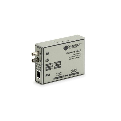 Black Box Ethernet (10-mbps) Media Converter - 10-mbps Copper To 10-mbps Multimode Fiber, 1310nm, 5km, St, Gsa, Taa (LMC212A-13MM-R3)
