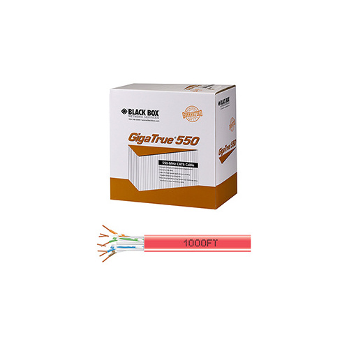 Black Box Cat6 550-mhz Solid Ethernet Bulk Cable - Unshielded (utp), Cmr Pvc, Red, 1000-ft. (304.8-m) Pull-box, Gsa, Taa (EYN868A-PB-1000)